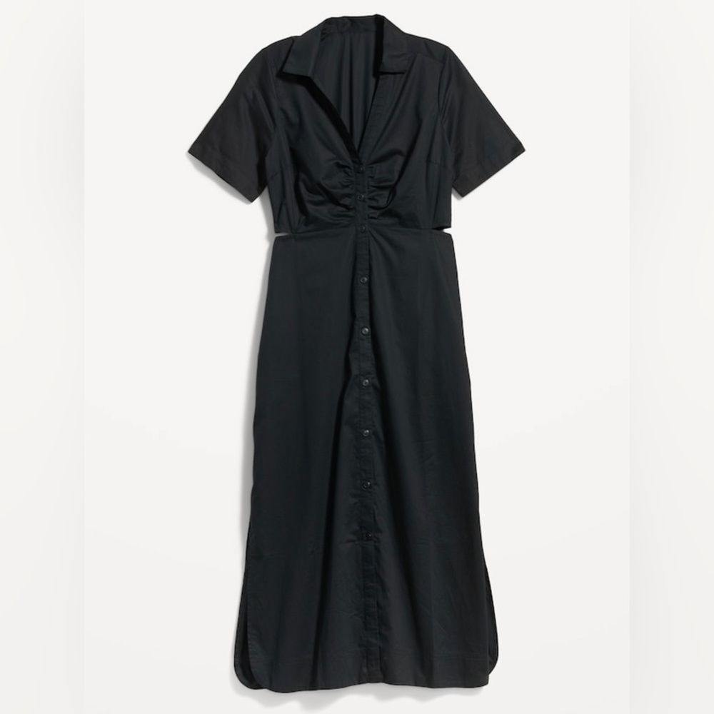NWT! Black Cutout Midi Shirt Dress - Multiple - Picture 4 of 7